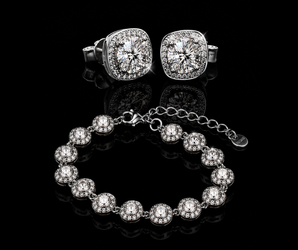 Set bracciale luxe + orecchini luna square