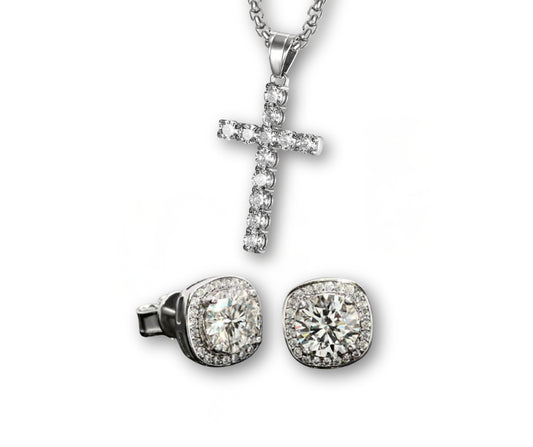 Set collana Cross + orecchini Luna Square