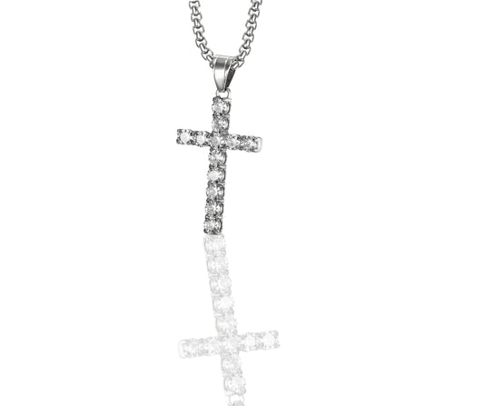 Collana cross pavè